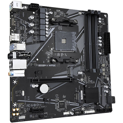 Материнская плата Gigabyte B550M K WiFi6E Socket-AM4 AMD B550 4xDDR4, 4xSATA3, 2xM.2, 1xPCI-E16x, 4xUSB3.2, DP, HDMI, WiFi, Glan, mATX Ret