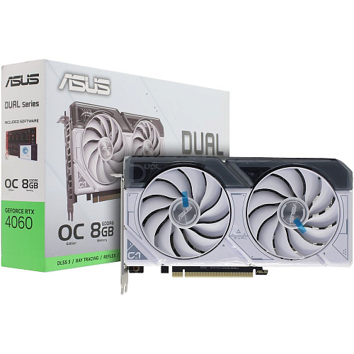 Видеокарта ASUS GeForce RTX 4060 8192Mb, Dual Evo OC 8G White (Dual-RTX4060-O8G-EVO-White) 1xHDMI, 3xDP, Ret