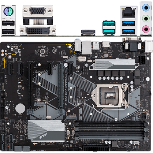 Материнская плата ASUS Prime H370-A H370 Socket-1151v2 4xDDR4, 6xSATA3, RAID, 2xM.2, 2xPCI-E16x, 4xUSB3.1, D-Sub, DVI-D, HDMI, Glan, ATX