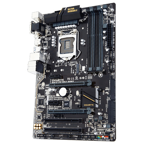 Материнская плата Gigabyte GA-H170-HD3 DDR3 H170 Socket-1151 4xDDR3, 6xSATA3, RAID, M.2, 2xPCI-E16x, 4xUSB3.0, HDMI, DVI, VGA, Glan, ATX