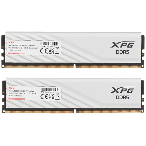 Модуль памяти DIMM 32Gb 2х16Gb DDR5 PC48000 6000MHz ADATA XPG Lancer Blade White (AX5U6000C3616G-DTLABWH)