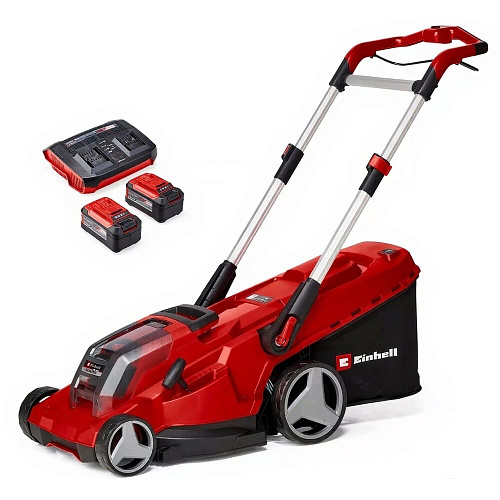 Аккумуляторная газонокосилка Einhell PXC RASARRO 36/42, 2x18В,42см,6с 25-75мм,50л,2x5,2Aч,двойное ЗУ 3413272