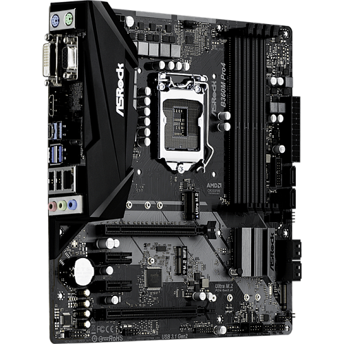 Материнская плата ASRock B360M PRO4 B360 Socket-1151, 4xDDR4, 6xSATA3, 2xM2.0, 2xUSB3.1, 2xPCI-E16x, DVI-D, HDMI, D-Sub, GLAN, mATX