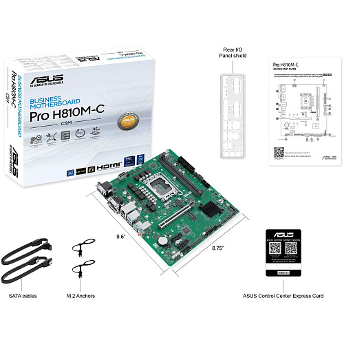 Материнская плата ASUS Pro H810M-C-CSM H810 Soc-1851 2xDDR5, 4xSATA3, 2хM.2, 1xPCI-E16x, 3xUSB3.2, 1xUSB3.2 Type C, D-Sub, DP, HDMI, Glan, mATX