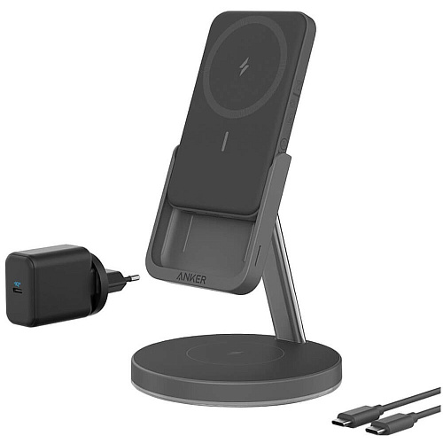 Беспроводная зарядная панель Anker 633 PowerWave Mag-Go Stand 2-in-1 Black
