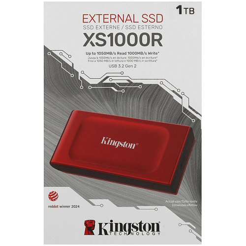 Внешний SSD-накопитель 1Tb Kingston XS1000 SXS1000R/1000G (SSD) USB 3.2 красный