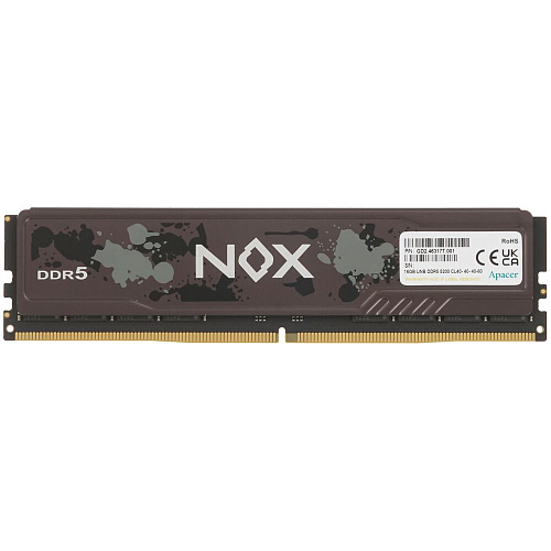 Модуль памяти DIMM 16Gb DDR5 PC41600 5200MHz Apacer NOX Black Gaming (AH5U16G52C522MBAA-1)