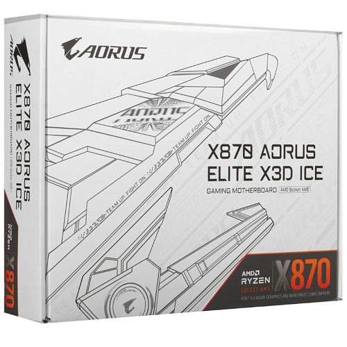 Материнская плата Gigabyte X870 AORUS Elite X3D Ice Socket-AM5 AMD X870 4xDDR5, 2xSATA3, RAID, 4xM.2, 2xPCI-E16x, 6xUSB3.2, 3xUSB3.2 Type C, HDMI, WiFi, 5Glan, ATX