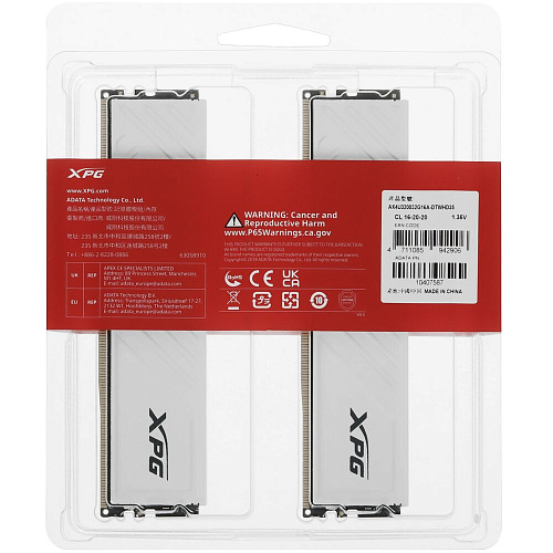 Модуль памяти DIMM 64Gb 2х32Gb DDR4 PC25600 3200MHz ADATA XPG Gammix D35 White (AX4U320032G16A-DTWHD35)