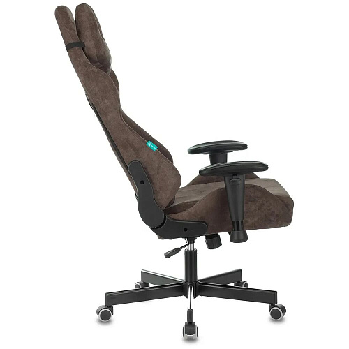 Кресло для геймера Zombie VIKING KNIGHT Fabric темно-коричневый Light-10 с подголов. крестов. металл