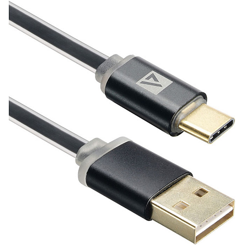 Кабель USB-A - Type C 1m ACD-Smart ACD-U915-C2B LED индикация, черный