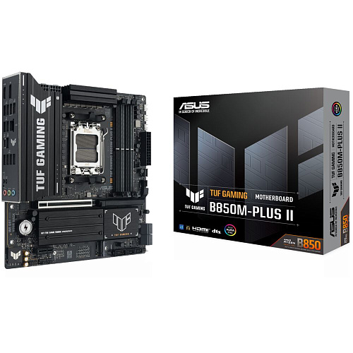 Материнская плата ASUS TUF Gaming B850M-Plus II B850 Socket AM5 4xDDR5, 4xSATA3, RAID, 3xM.2, 2xPCI-E16x, 7xUSB3.2, 1xUSB3.2 Type C, DP, HDMI, 2.5Glan, mATX