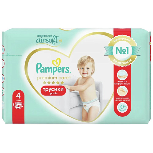 Pampers Трусики Premium Care, 4 (9-15 кг.), 38 шт.