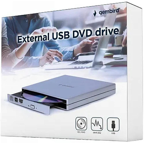 Внешний привод DVD-RW Gembird DVD-USB-02 DVD±R/±RW USB2.0 Silver