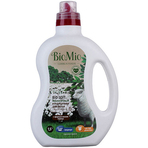 BioMio Кондиционер для белья BIO-SOFT с эфирным маслом корицы и экстрактом хлопка, 1,5 л.
