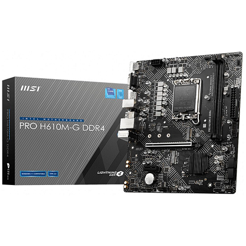 Материнская плата MSI Pro H610M-G DDR4 H610 Socket-1700 2xDDR4, 4xSATA3, 1xM.2, 1xPCI-E16x, 2xUSB3.2, D-Sub, DP, HDMI, Glan, mATX