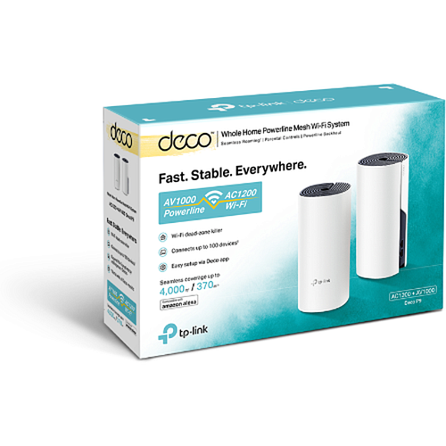 Беспроводной маршрутизатор TP-LINK Whole-Home Mesh Deco P9 Wi-Fi и Powerline: AC1200 + HomePlug AV1000 , 2.4ГГц и 5ГГц, 2xGLAN (2-pack)