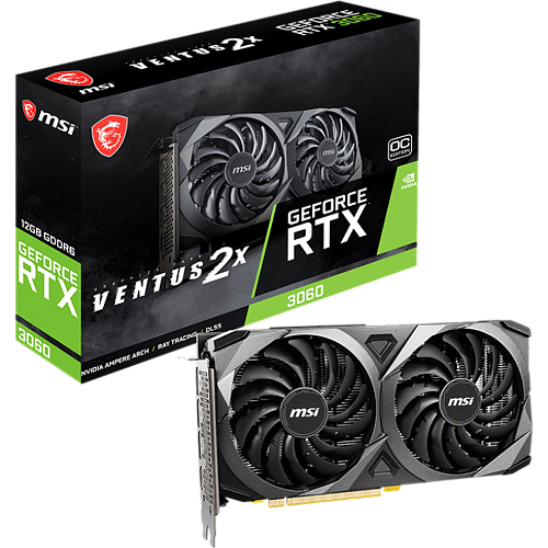 Видеокарта MSI GeForce RTX 3060 12288Mb, Ventus OC 2X (RTX 3060 Ventus 2X OC 12G) 1xHDMI, 3xDP, Ret