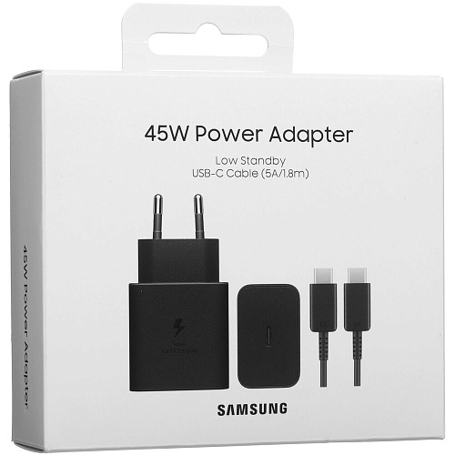 Сетевое зарядное устройство Samsung EP-T4511 45W Type C+ cable, черное