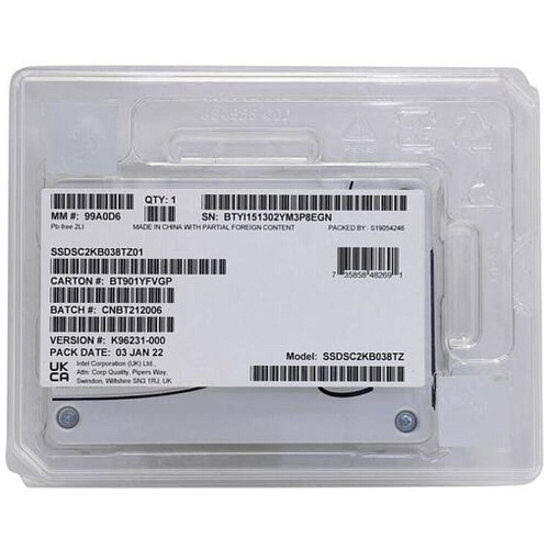 Внутренний SSD-накопитель 3840Gb Intel SSDSC2KB038TZ01 SATA3 2.5" D3-S4520-Series