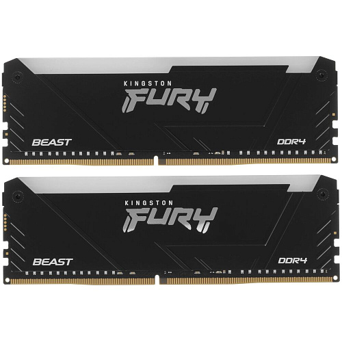 Модуль памяти DIMM 32Gb 2х16Gb DDR4 PC25600 3200MHz Kingston Fury Beast RGB Black (KF432C16BB12AK2/32WP)