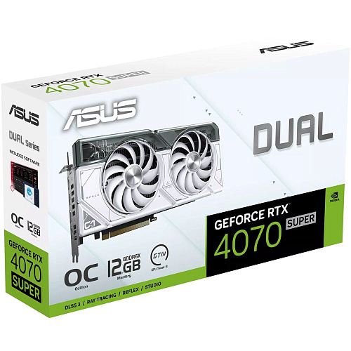 Видеокарта ASUS GeForce RTX 4070 Super 12288Mb, Dual OC White 12G (Dual-RTX4070S-O12G-White) 1xHDMI, 3xDP, Ret