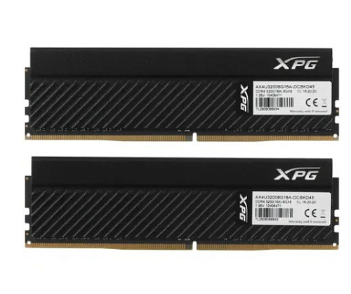 Модуль памяти DIMM 16Gb 2х8Gb DDR4 PC25600 3200MHz ADATA XPG Gammix D45 Black (AX4U32008G16A-DCBKD45)