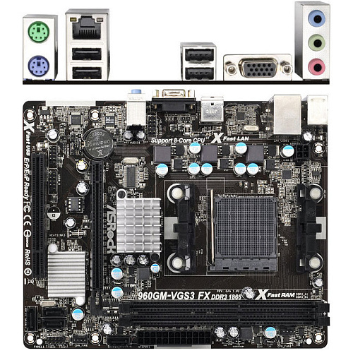 Материнская плата ASRock 960GM-VGS3 FX Soc-AM3+ AMD 760G 2xDDR3, Raid, 1xPCI-E 16x, GLAN mATX Ret