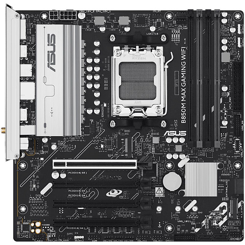 Материнская плата ASUS B850M Max Gaming WiFi B850 Socket AM5 4xDDR5, 4xSATA3, RAID, 3xM.2, 4xPCI-E16x, 3xUSB3.2, 1xUSB3.2 Type C, DP, HDMI, WiFi, 2.5Glan, mATX
