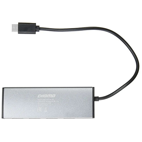 4-port Type-C Hub Digma HUB-4U2.0-UC-DS серебристый
