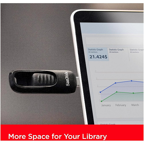 USB Flash накопитель 256GB SanDisk Ultra Slider (SDCZ480-256G-G46) USB-C Черный
