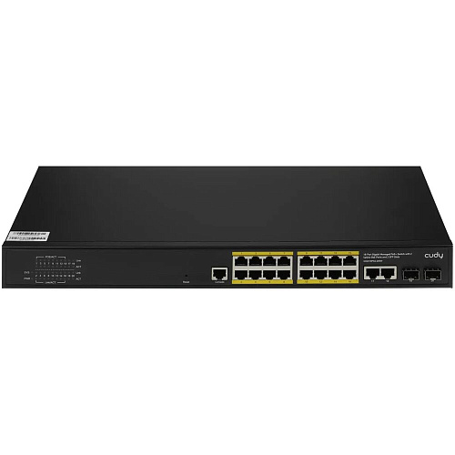 Коммутатор Cudy GS2018PS2-200W (L2) управляемый 16 портов 10/100/1000Мбит/с, 2SFP 16хPoE+ 200W