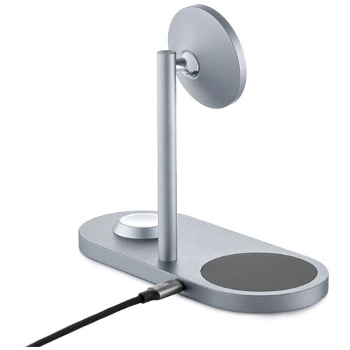 Беспроводная зарядная панель 3 в 1 Для IPhone, Apple Watch, Airpods uBear Stage Ultra Qi2.2 35W Silver
