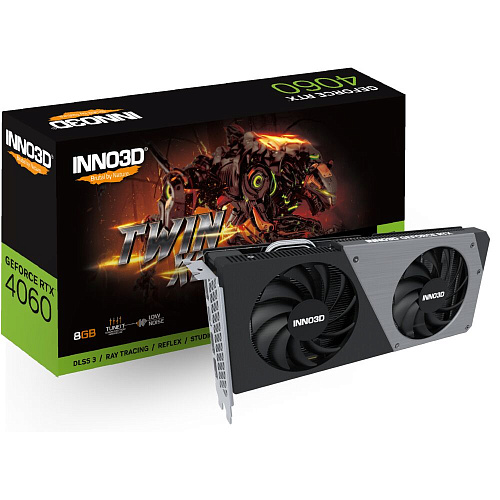Видеокарта Inno3D GeForce RTX 4060 8192Mb, Twin X2 8G (N40602-08D6-173051N) 1xHDMI, 3xDP, Ret