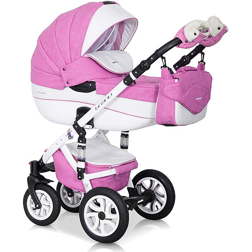 Коляска 2 в 1 Riko Bruno Ecco 18 розовый-белый