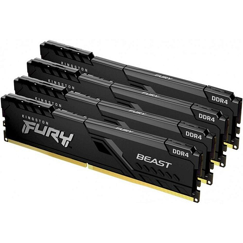 Модуль памяти DIMM 128Gb 4х32Gb DDR4 PC25600 3200MHz Kingston Fury Beast Black (KF432C16BBK4/128)