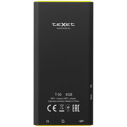 MP3-плеер teXet T30 8Гб, желтый