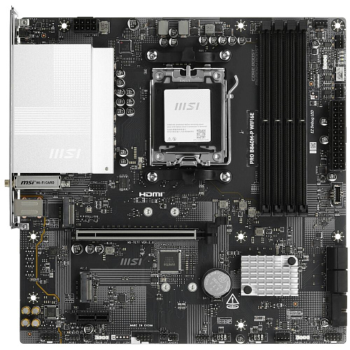 Материнская плата MSI Pro B840M-P WiFi6E Socket-AM5 AMD B840 4xDDR5, 4xSATA3, RAID, 2xM.2, 1xPCI-E16x, 3xUSB3.2, 1xUSB3.2 Type C, HDMI, WiFi, 2.5Glan, ATX Ret