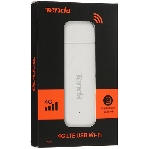 Мобильный роутер Tenda 4G01 4G/LTE Wi-Fi 802.11n Wi-Fi 150Мбит/с, 4G LTE 150Мбит/с, USB 2.0, 2,4 ГГц белый