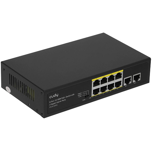 Коммутатор Cudy FS1010PG неуправляемый 8 портов 10/100Мбит/с PoE+, 2 порта 10/100/1000Мбит/с uplink