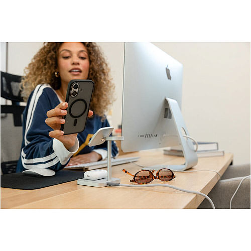 Беспроводная зарядная панель 3 в 1 Для IPhone, Apple Watch, Airpods uBear Evoke Qi2.2 25W Silver