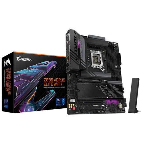 Материнская плата Gigabyte Z890 AORUS Elite WiFi7 Z890 Soc-1851 4xDDR5, 4xSATA3, RAID, 4хM.2, 3xPCI-E16x, 5xUSB3.2, 1xUSB3.2 Type C, DP, WiFi, 2.5Glan, ATX