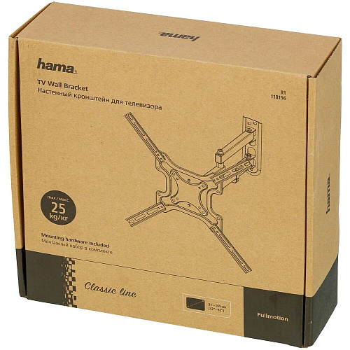 Кронштейн наклонно-поворотный Hama R1 118156 32-65' до 25кг Vesa до 400x400 черный