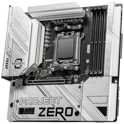 Материнская плата MSI B650M Project Zero BTF Socket-AM5 AMD B650 4xDDR5, 4xSATA3, RAID, 2xM.2, 1xPCI-E16x, 5xUSB3.2, 2xUSB3.2 Type C, DP, HDMI, WiFi, 2.5Glan, mATX Ret