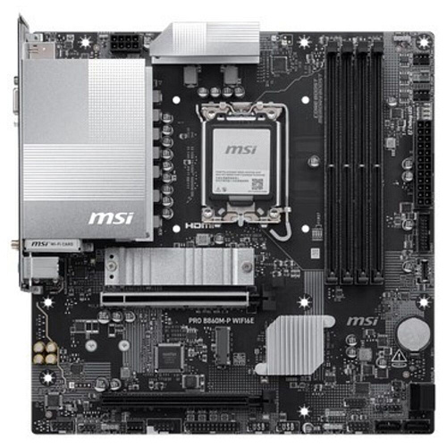 Материнская плата MSI Pro B860M-P WiFi6E B860 Socket-1851 4xDDR5, 4xSATA3, RAID, 2хM.2, 2xPCI-E16x, 3xUSB3.2, D-Sub, DP, HDMI, WiFi, 2.5Glan, mATX