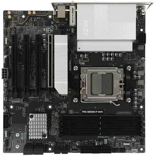 Материнская плата MSI Pro B850M-P WiFi Socket-AM5 AMD B850 4xDDR5, 4xSATA3, RAID, 3xM.2, 4xPCI-E16x, 3xUSB3.2, 1xUSB3.2 Type C, DP, HDMI, WiFi, 5Glan, mATX Ret