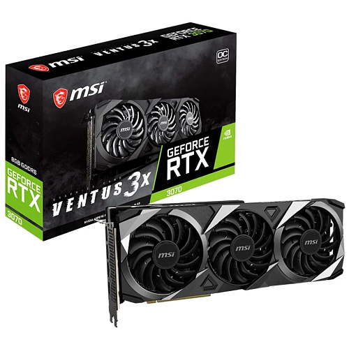 Видеокарта MSI GeForce RTX 3070 8192Mb, Ventus 3X Plus OC LHR (RTX 3070 Ventus 3X Plus 8G OC LHR) 1xHDMI, 3xDP, Ret