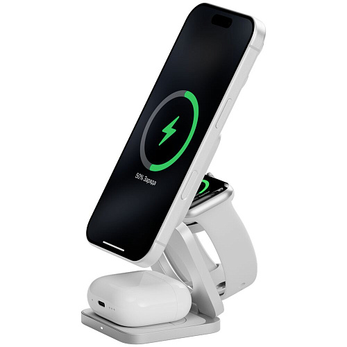 Беспроводная зарядная панель 3 в 1 Для IPhone, Apple Watch, Airpods uBear Balance Slim Qi2.2 35W Silver