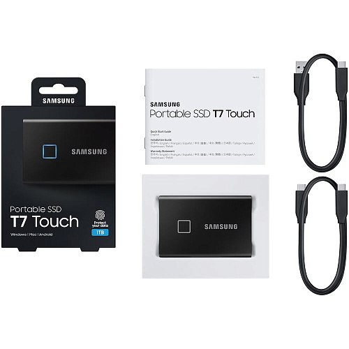 Внешний SSD-накопитель 1Tb Samsung T7 Touch MU-PC1T0K/WW (SSD) USB 3.2 Type C Черный УЦЕНКА
