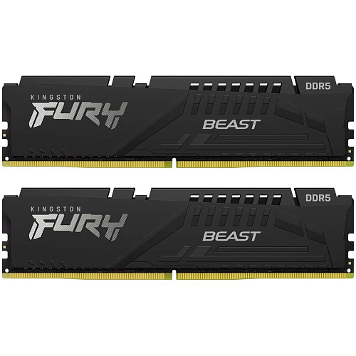 Модуль памяти DIMM 32Gb 2х16Gb DDR5 PC51200 6400MHz Kingston Fury Beast Black XMP (KF564C32BBK2-32)